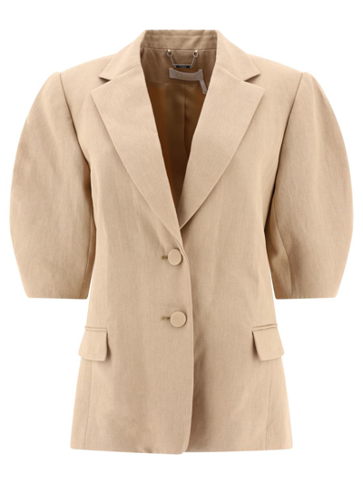 Chloé Single-breasted Jacket With Balloon Sleeves In Beige