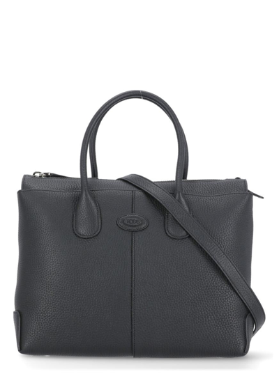 Tod's Leather Shopping Bag In Black