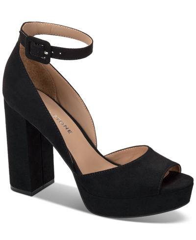 Sun + Stone Women's Reemaa Peep Toe Block Heel Platform Sandals, Created For Macy's In Black Micro