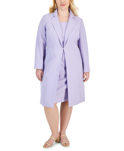 Le Suit Plus Size Topper Jacket & Sheath Dress Suit In Lilac
