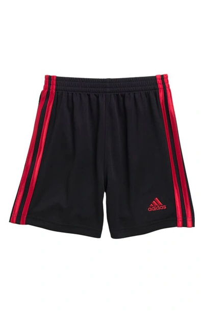 Adidas Originals Kids' 3-stripe Shorts In Black/ Red