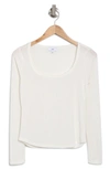 Nsr Long Sleeve Ribbed Crop Top In Ivory