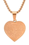 Hmy Jewelry Stainless Steel Prayer Pendant Necklace In Rose