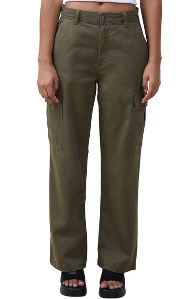 Cotton On Bobbie Straight Leg Cargo Pants In Soft Olive