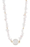 STEPHAN & CO. MOTHER-OF-PEARL & ROSE QUARTZ BEADED NECKLACE