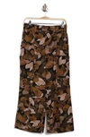 Democracy Crop Wide Leg Pants In Black/ Gold Multi