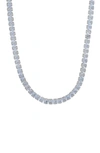HMY JEWELRY 18K WHITE GOLD PLATED CRYSTAL TENNIS NECKLACE