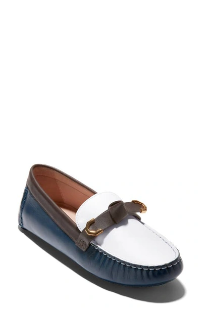 Cole Haan Evelyn Bow Leather Loafer In White/ Chocolate