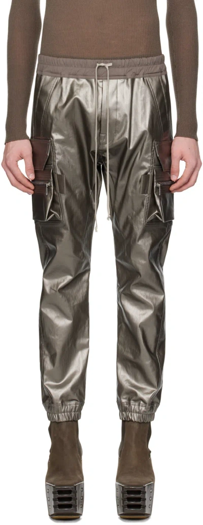 Rick Owens Lido Mastodon Drawstring Cargo Jeans In Grey