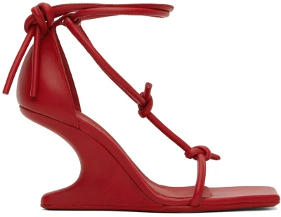 Rick Owens Red Cantilever 8 T Straps Heeled Sandals In 03 Cardinal Red