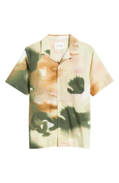 Closed Abstract-pattern Short-sleeve Cotton Shirt In Sage Tea