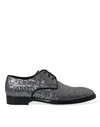 Dolce & Gabbana Silver Sequined Lace Up Men Derby Dress Shoes In Black | Silver