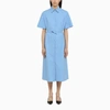 Department Five Flared Chemisier Dress With Belt In Blue