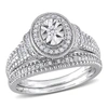 Mimi & Max 1/4ct Tdw Diamond Oval Bridal Ring Set In Sterling Silver In Silver