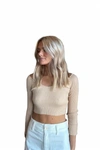 OLIVACEOUS SARA KNIT TOP IN TAN