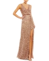 Mac Duggal Sequined Wrap Gown In Pink