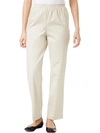 ALFRED DUNNER WOMENS TWILL HIGH RISE ANKLE PANTS
