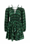 Ulla Johnson Silvia Off-shoulder Silk Minidress In Green