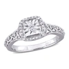 Mimi & Max 1/6ct Tdw Diamond Halo Vintage Style Ring In Sterling Silver In Silver