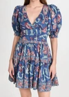 Sea Rory Print Puff Sleeve Mini Dress In Rose Multi In Blue