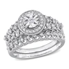 Mimi & Max 1/3ct Tdw Diamond Halo Bridal Ring Set In Sterling Silver In Silver