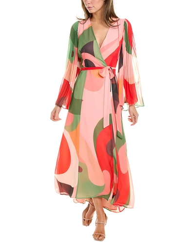 Hutch Blanca Long-sleeve Wrap Midi Dress In Pink