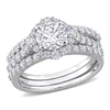 Mimi & Max 2ct Dew Created Moissanite Halo Bridal Ring Set In Sterling Silver In Silver