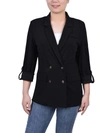 NY COLLECTION PETITES WOMENS KNIT LONG SLEEVES TWO-BUTTON BLAZER