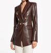 AS BY DF BECK RECYCLED LEATHER BLAZER IN MAHOGANY