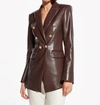 As By Df Beck Recycled Leather Double-breasted Blazer In Brown