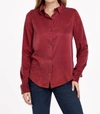 Dear John Denim Birdie Button Front Shirt In Fall Sangria In Red
