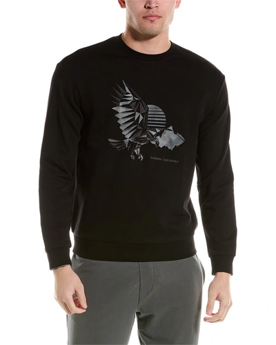 Armani Exchange Embroidered Graphic Crewneck Sweatshirt In Black