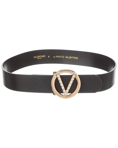 Valentino By Mario Valentino Giusy Preciosa Leather Belt In Black