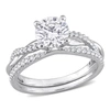 Mimi & Max 1 1/2ct Dew Created Moissanite Crossover Engagement Ring In Sterling Silver In Silver