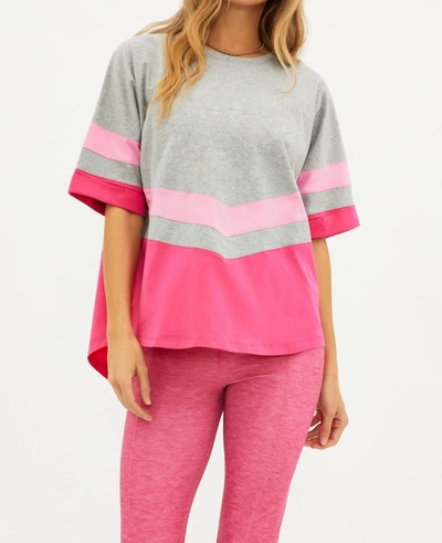 Beach Riot Racer Tee In Fandango Pink In Grey