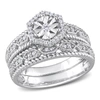 MIMI & MAX 1/4CT TDW DIAMOND HEXAGON HALO BRIDAL RING SET IN STERLING SILVER