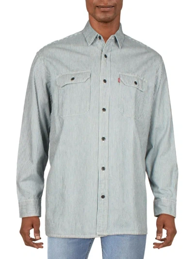 LEVI'S MENS RELAXED FIT STRIPED BUTTON-DOWN SHIRT