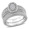 Mimi & Max 1/3ct Tdw Diamond Oval Shape Cluster Bridal Set In Sterling Silver In Silver