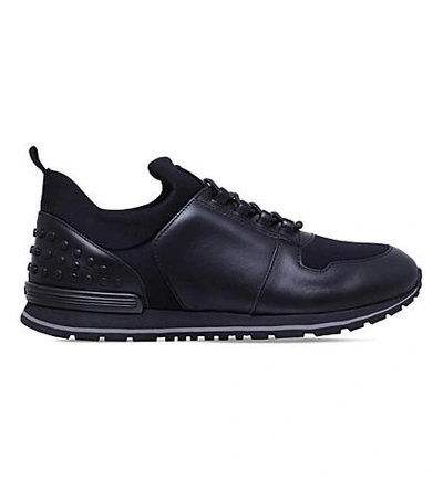 Tod's Scuba Runner Leather And Neoprene Trainers In Black