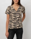 RAILS THE CARA V NECK TOP IN TAN NEW WAVE TIGER