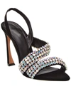 Alexandre Birman Alannis Suede Slingback Sandals With Crystals In Black