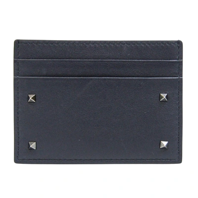 Valentino Garavani Studs Leather Wallet () In Navy
