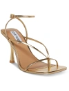 Steve Madden Annie Sandal Womens 7.5 Gold Leather Ankle Strap Spool Heel Khd1905 In Brown