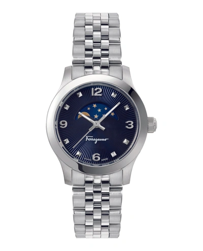 Ferragamo Duo Moonphase Bracelet Watch In Blue