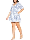 CITY CHIC PLUS WOMENS FLORAL SMOCKED FIT & FLARE DRESS