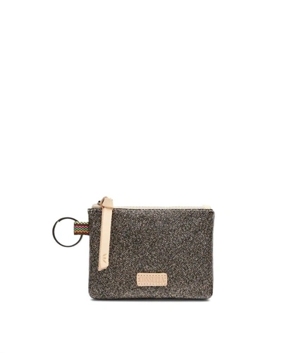 Consuela Glitter Pouch In Black And Gold In Silver