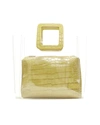 STAUD SHIRLEY YELLOW STAMPED CROC ZIP POUCH HANDLE CLEAR PVC TOTE BAG