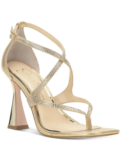 Jessica Simpson Catarina Womens Faux Suede Rhinestone Pumps In Gold