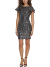 JESSICA HOWARD PETITES WOMENS SEQUINED SHORT COCKTAIL AND PARTY DRESS