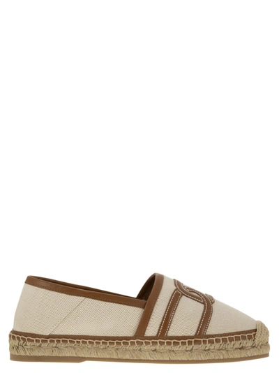 Tod's Slip-on Kate In Canvas And Leather In Brown,off White